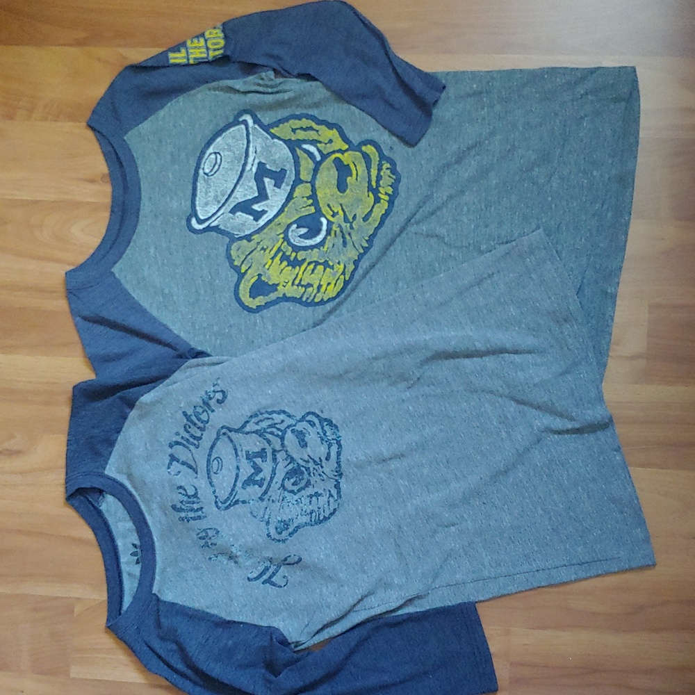 Two University of Michigan Wolverines Adidas Baseball Style Shirts